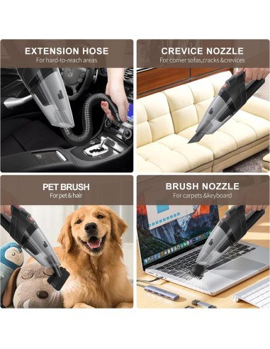 Aspiradora de Mano Tradetop X08 Inalámbrica 6.5KPA HEPA Negra