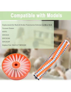 Repuestos para Aspiradora Black & Decker BSV2020G - 1 Rodillo + 2 Filtros HEPA 2