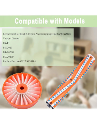 Repuestos para Aspiradora Black & Decker BSV2020G - 1 Rodillo + 2 Filtros HEPA