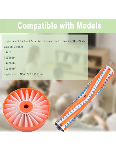 Repuestos para Aspiradora Black & Decker BSV2020G - 1 Rodillo + 2 Filtros HEPA