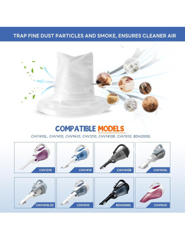 Paquete de 6 Filtros VF110 Aliddle para Aspiradora Black and Decker