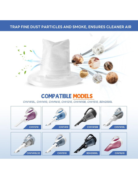 Paquete de 6 Filtros VF110 Aliddle para Aspiradora Black and Decker