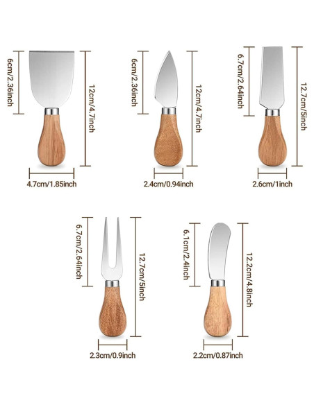 Juego de 20 Piezas de Cuchillos para Queso Linwnil