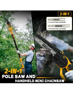 Sierra de Poste Inalámbrica Vokoroad 2-en-1 8" y 6" 2