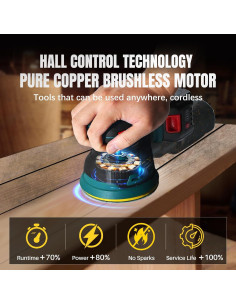 Lijadora Orbital Inalámbrica JOVANT 20V 4Ah 5" Velocidad Variable 2