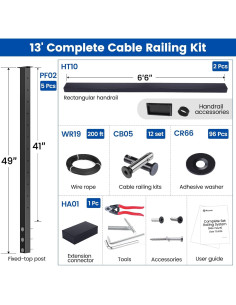 Kit Completo Barandilla de Cable Muzata 1.07m Montaje Lateral 2