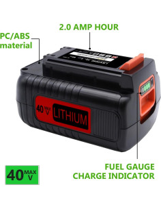 Batería de Reemplazo 40V 2000mAh Black and Decker LBX2040 2
