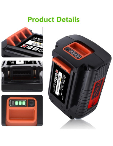 Batería de Reemplazo 40V 2000mAh Black and Decker LBX2040