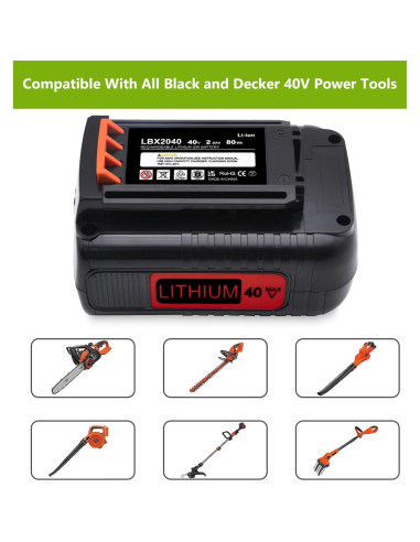 Batería de Reemplazo 40V 2000mAh Black and Decker LBX2040