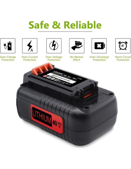 Batería de Reemplazo 40V 2000mAh Black and Decker LBX2040