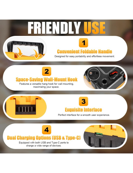 Cargador Rápido 4 Puertos YETOKING DCB104 para Baterías Dewalt Cargador Rápido 4 Puertos YETOKING DCB104 para Baterías Dewalt