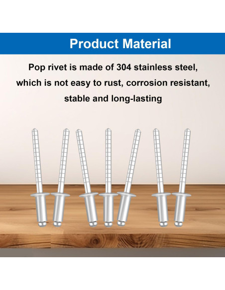 Kit de Remaches de Acero Inoxidable 304 - 110 Piezas 7 Tamaños