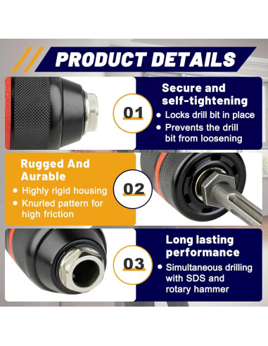 Mandril Sin Llave 3 Garras Bosch 1/2" SDS Plus - Perforación