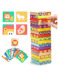 Bloques de Madera Apilables TOP BRIGHT 51 Piezas para Niños 4-8 Años