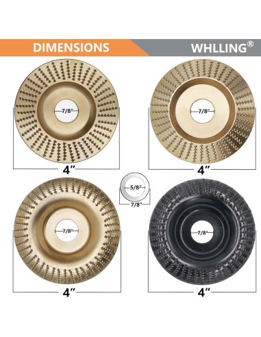 Juego de Discos de Tallado WHLLING 4 Piezas para Amoladora 10cm
