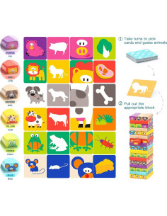 Bloques de Madera Apilables TOP BRIGHT 51 Piezas para Niños 4-8 Años 2