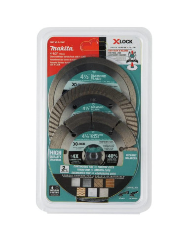 Cuchillas de Diamante Makita E-12647 X-Lock 4-1/2" 3 pzas