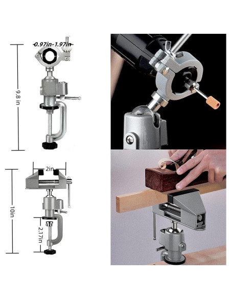 Morsa de Mesa ZTUKOMN 2 en 1 Rotación 360 Aluminio 7.62 cm