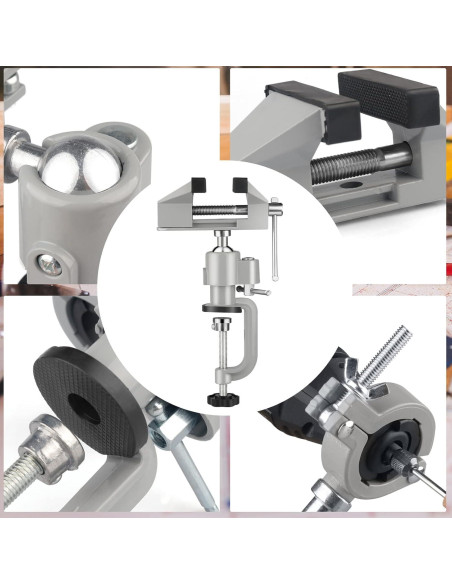 Morsa de Mesa ZTUKOMN 2 en 1 Rotación 360 Aluminio 7.62 cm