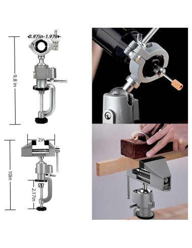 Morsa de Mesa ZTUKOMN 2 en 1 Rotación 360 Aluminio 7.62 cm