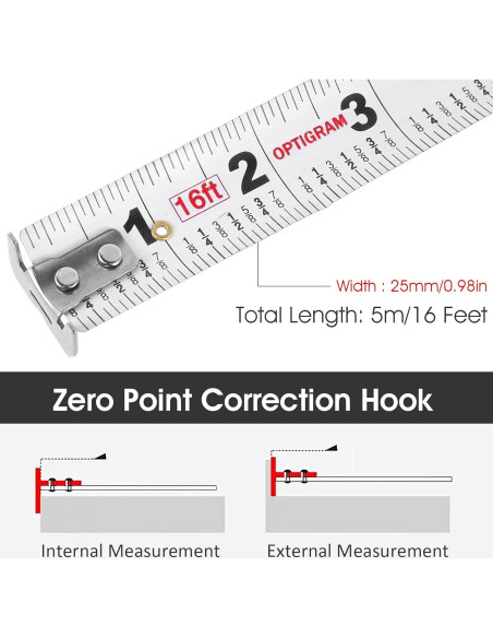 Cinta Métrica Retráctil de Acero Inoxidable 5m KNFFSAAJL