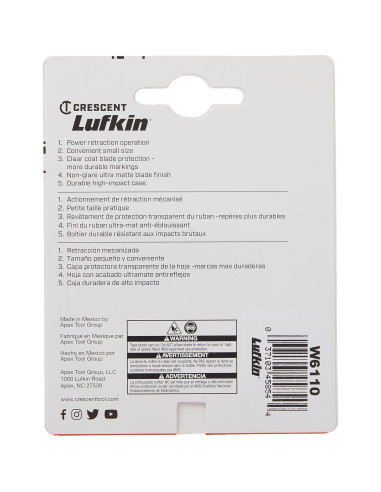 Cinta Métrica Pocket Lufkin 3 m Amarillo W6110 Compacta