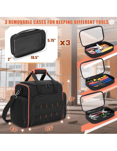 Bolsa de Herramientas Marscamd con 3 Estuches Removibles Negra