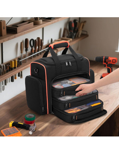 Bolsa de Herramientas Marscamd con 3 Estuches Removibles Negra