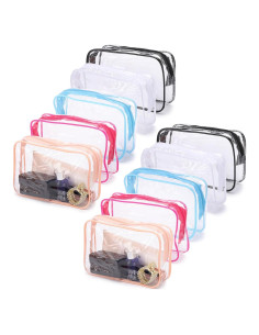 10 Bolsas Cosméticas Transparentes Tbestmax Portátiles 19x10 cm