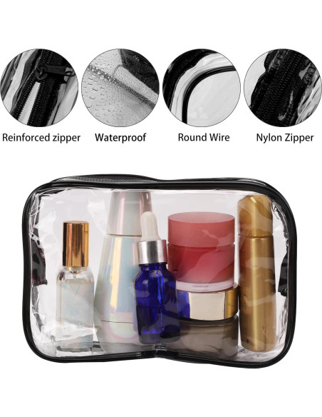 10 Bolsas Cosméticas Transparentes Tbestmax Portátiles 19x10 cm