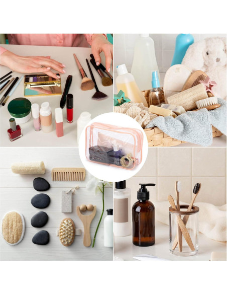 10 Bolsas Cosméticas Transparentes Tbestmax Portátiles 19x10 cm