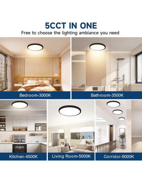 Lámpara de Techo LED 15W Ultra Delgado 7.5" 5 Colores WKONCLDY