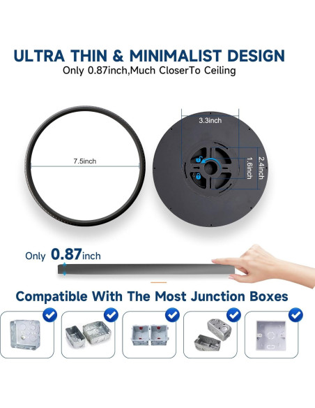 Lámpara de Techo LED 15W Ultra Delgado 7.5" 5 Colores WKONCLDY