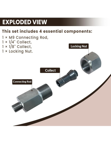 Adaptador de Mandril M9 para Pulidores Milwaukee M12 - 2 Mandriles