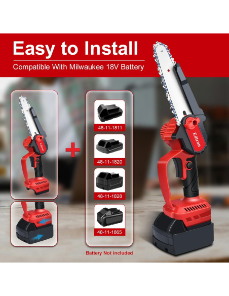 Mini Motosierra Eléctrica Inalámbrica Edtran 18V 6" con Cadena