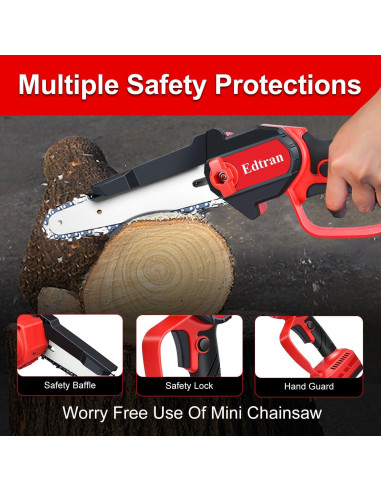 Mini Motosierra Eléctrica Inalámbrica Edtran 18V 6" con Cadena