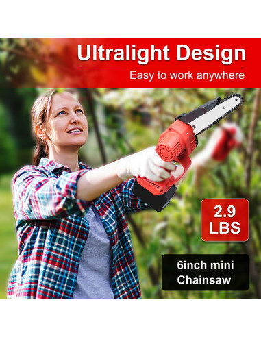 Mini Motosierra Eléctrica Inalámbrica Edtran 18V 6" con Cadena