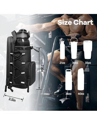 Bolsa de Gimnasio Magnética JACZZO Negra con Soporte para Botellas