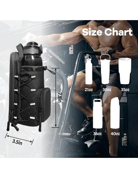 Bolsa de Gimnasio Magnética JACZZO Negra con Soporte para Botellas