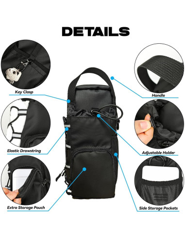 Bolsa de Gimnasio Magnética JACZZO Negra con Soporte para Botellas