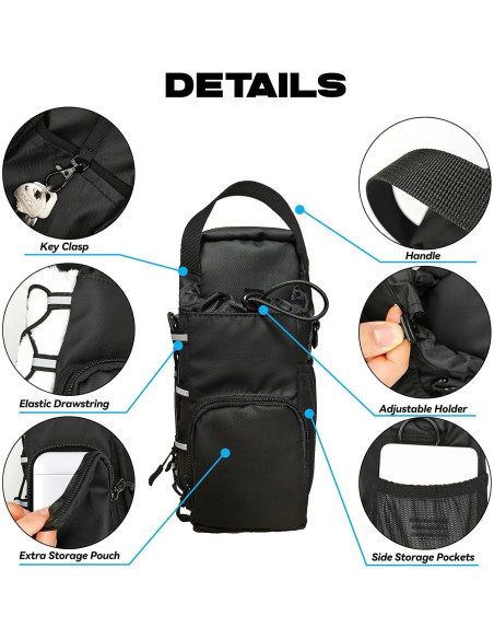 Bolsa de Gimnasio Magnética JACZZO Negra con Soporte para Botellas