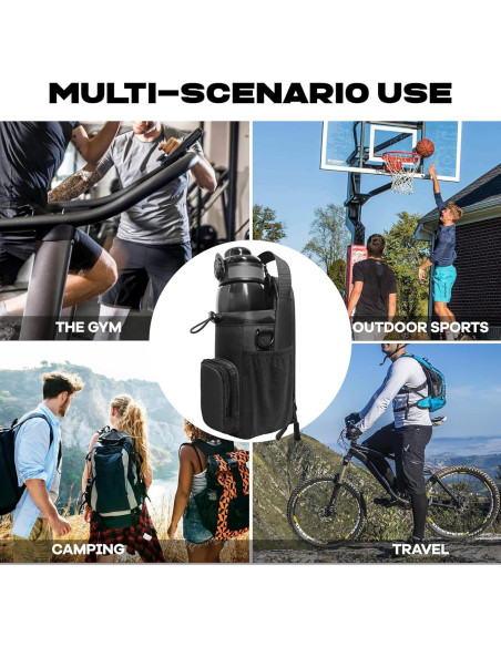 Bolsa de Gimnasio Magnética JACZZO Negra con Soporte para Botellas