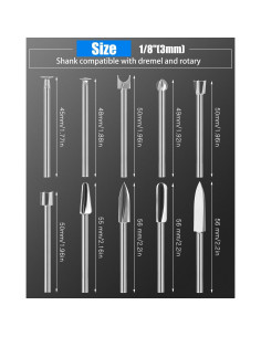 Juego de 10 Brocas para Tallado en Madera Dremel 3.18 mm 2