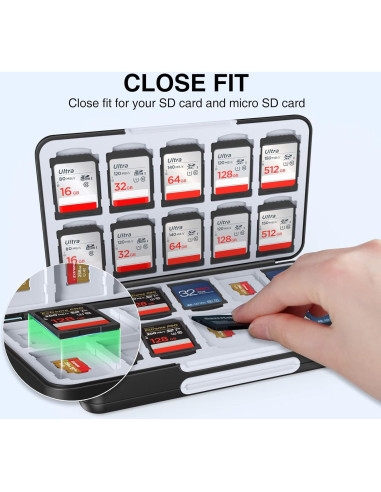 Funda Portátil HEIYING para 40 Tarjetas SD y Micro SD - Negra