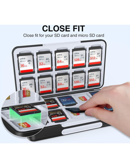 Funda Portátil HEIYING para 40 Tarjetas SD y Micro SD - Negra