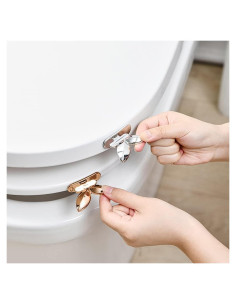 Levantador de Asiento de Inodoro JZSMY 2Pcs Plata Autoadhesivo