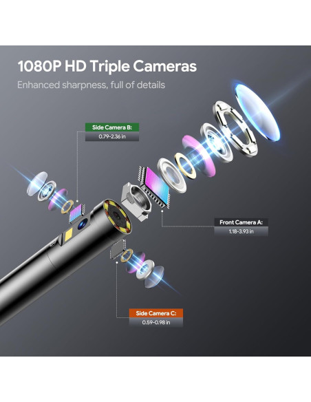 Endoscopio DEPSTECH NTC52 Triple Lente 1080P 3.05m USB-C