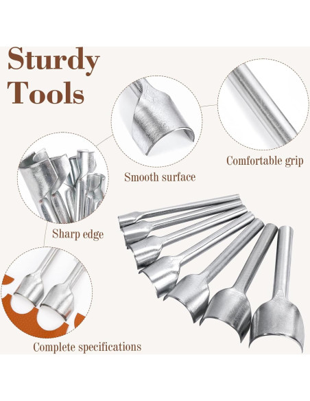 Caydo 7 Piezas Herramientas de Cuero Media Redonda 10-40mm