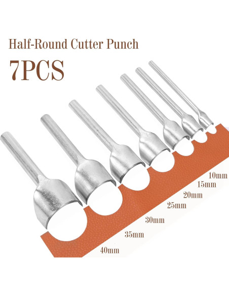 Caydo 7 Piezas Herramientas de Cuero Media Redonda 10-40mm