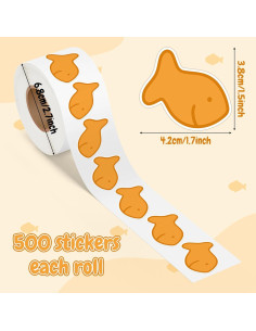 Rollo de Pegatinas BkeeCten Galletas de Pez Dorado 500pcs 2